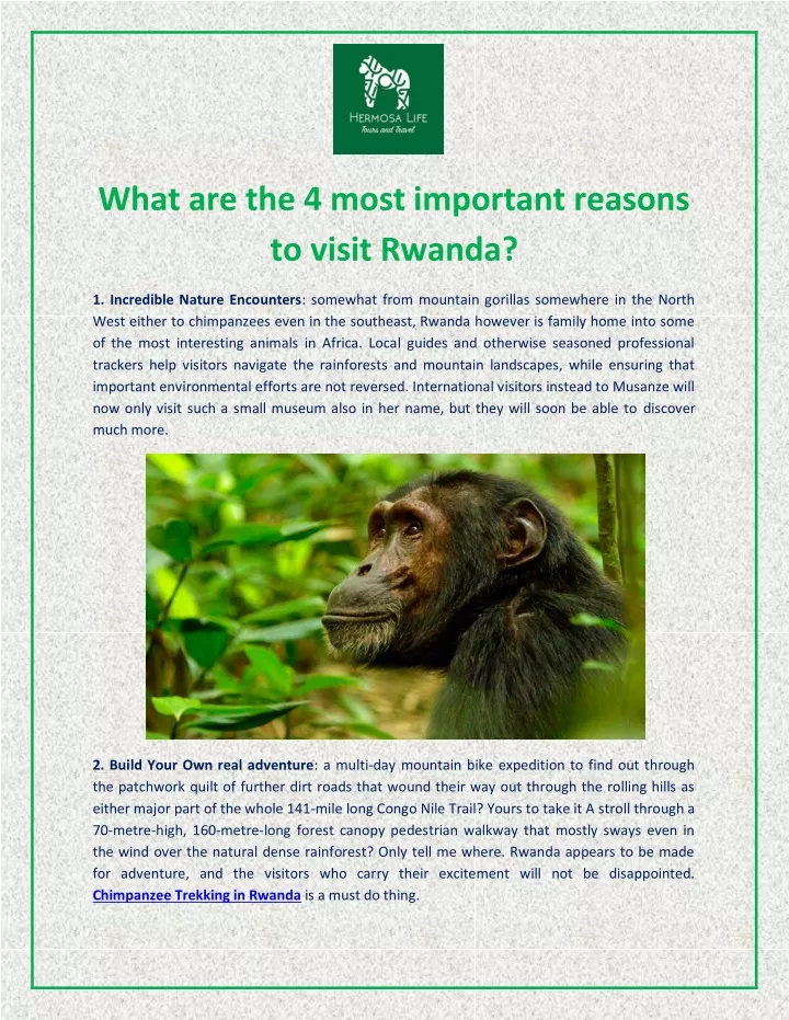 what are the 4 most important reasons to visit