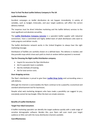 how to find the best leaflet delivery company