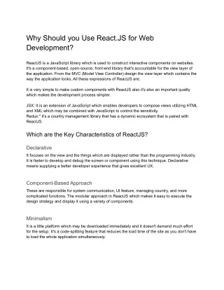 why should you use react js for web development