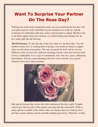 Want To Surprise Your Partner On The Rose Day?