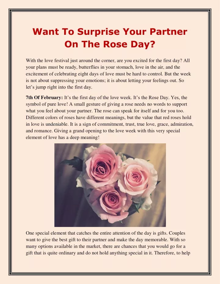 want to surprise your partner on the rose day