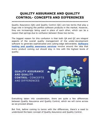 quality assurance and quality control concepts