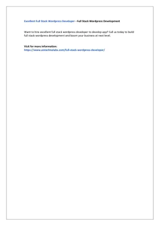 excellent full stack wordpress developer full