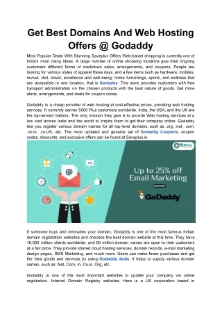 get best domains and web hosting offers @ godaddy