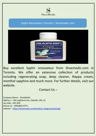 saphir renovateur toronto shoemedic com