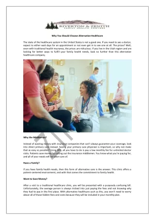 Why You Should Choose Alternative Healthcare