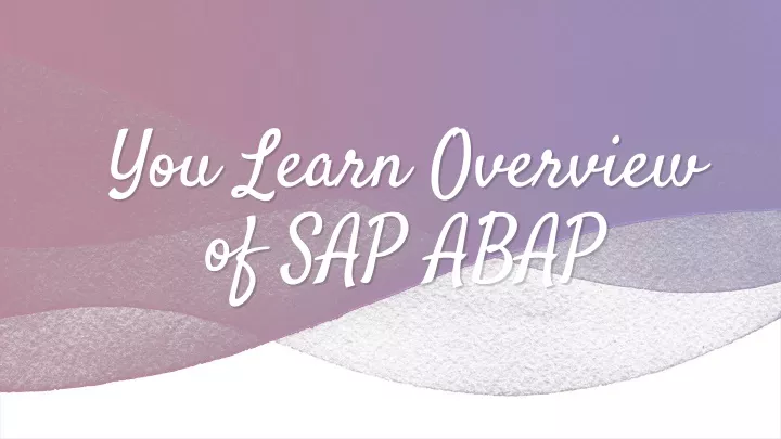 you learn overview of sap abap
