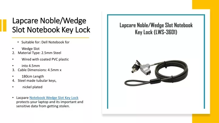 lapcare noble wedge slot notebook key lock
