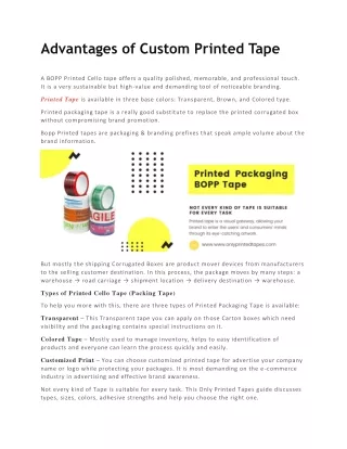 Advantages of Custom Printed Tape