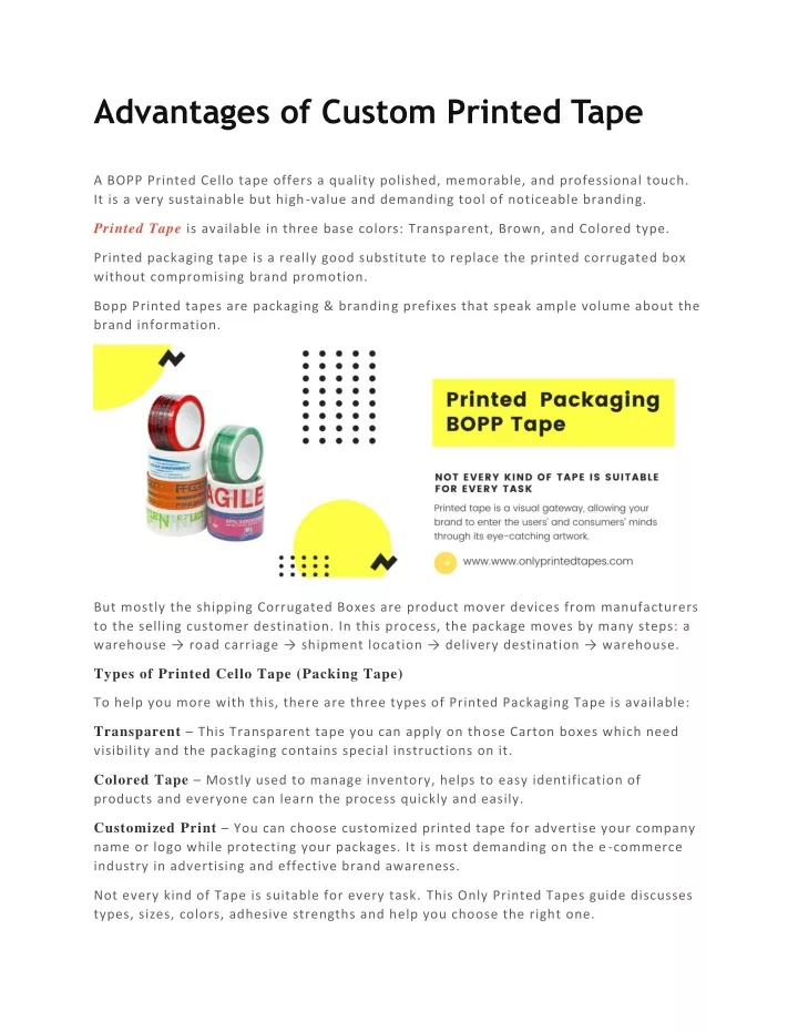 advantages of custom printed tape