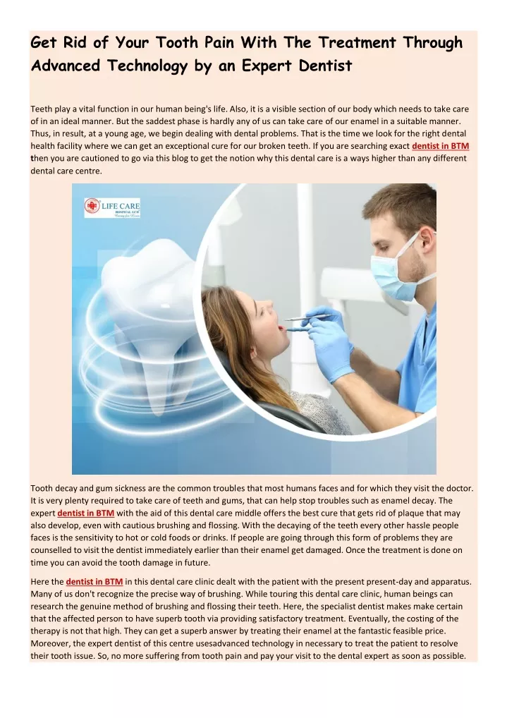 get rid of your tooth pain with the treatment