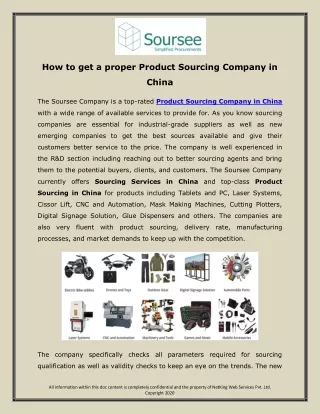 How to get a proper Product Sourcing Company in China