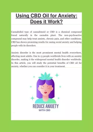 CBD Oil for Anxiety