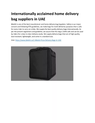 Internationally acclaimed home delivery bag suppliers in UAE