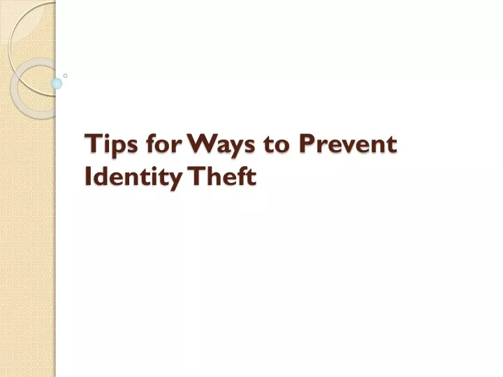 tips for ways to prevent identity theft