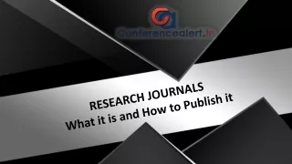 RESEARCH JOURNALS? What it is and How to Publish it