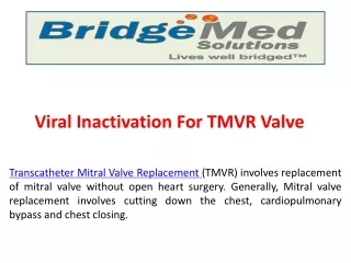 viral inactivation for tmvr valve