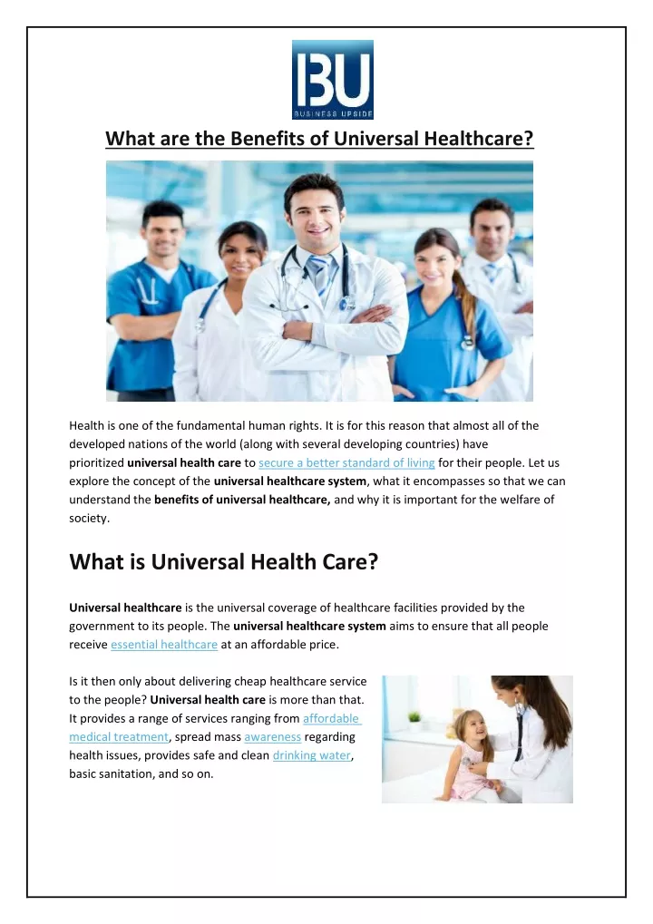 what are the benefits of universal healthcare