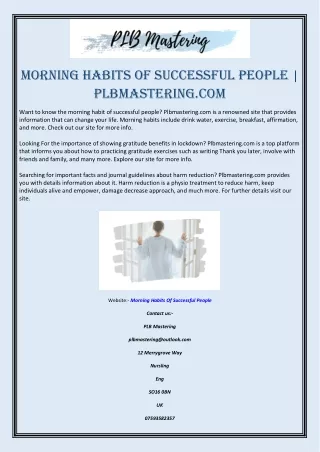 Morning Habits of Successful People | Plbmastering.com