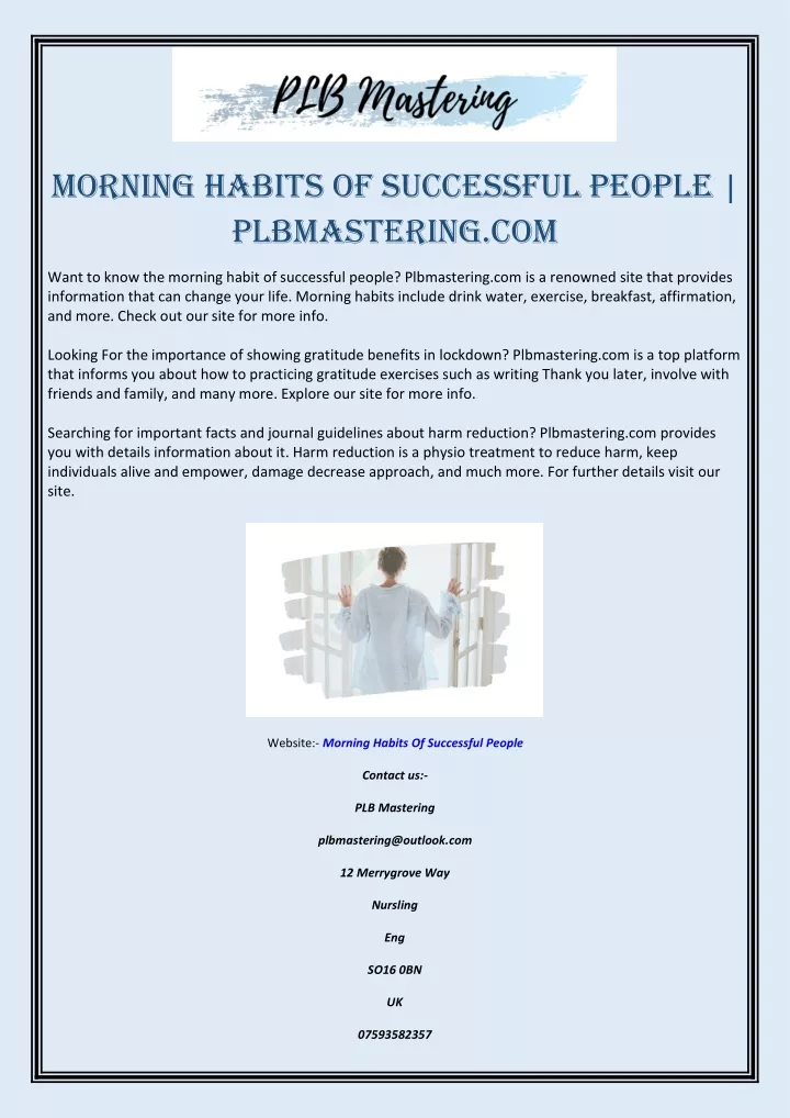 morning habits of successful people plbmastering