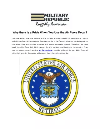 why there is a pride when you use the air force