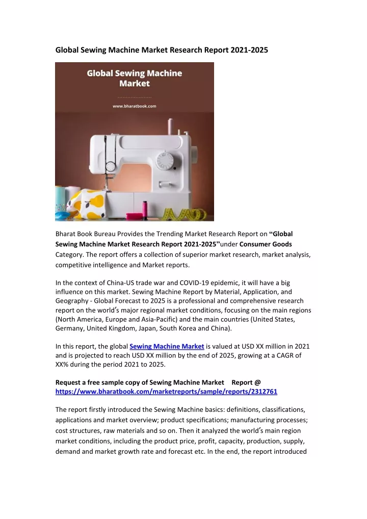 global sewing machine market research report 2021