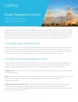 Energy Management and Control