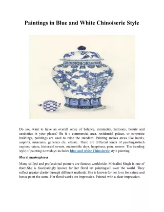 Paintings in Blue and White Chinoiserie Style