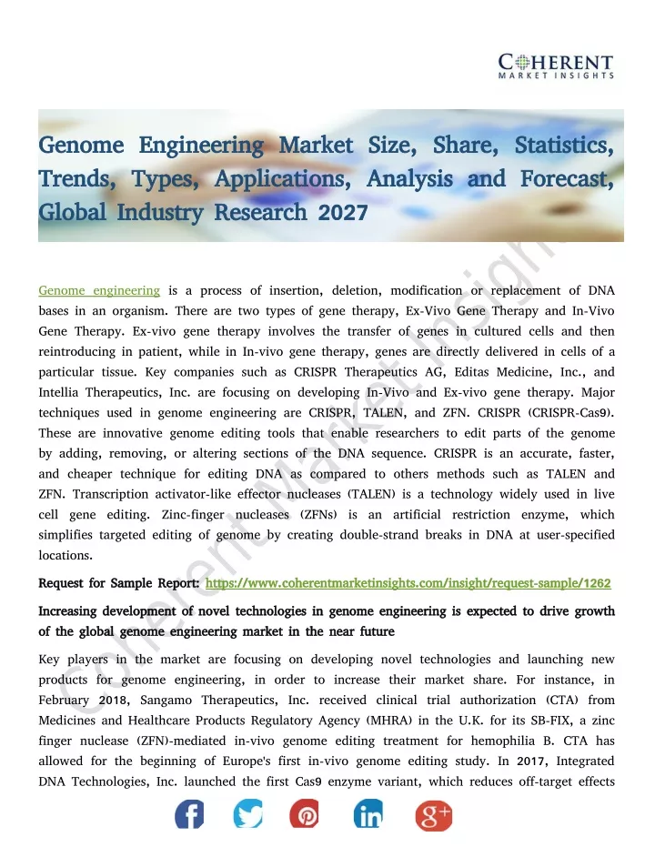 genome engineering market size share statistics