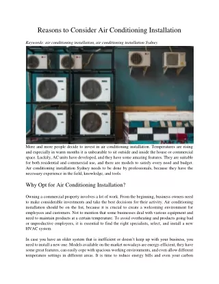 reasons to consider air conditioning installation