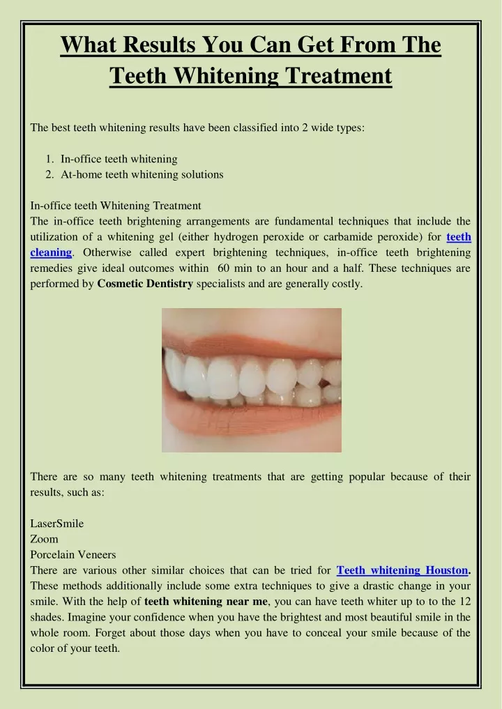 what results you can get from the teeth whitening