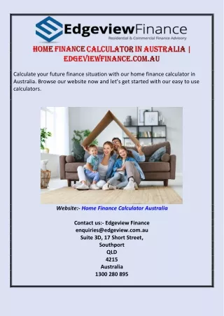 Home Finance Calculator in Australia | Edgeviewfinance.com.au