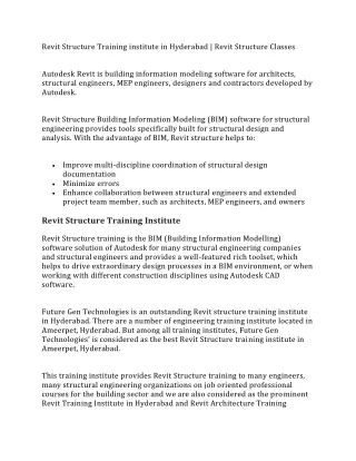 revit structure training institute in hyderabad