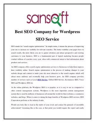 Best SEO Company for Wordpress SEO Service