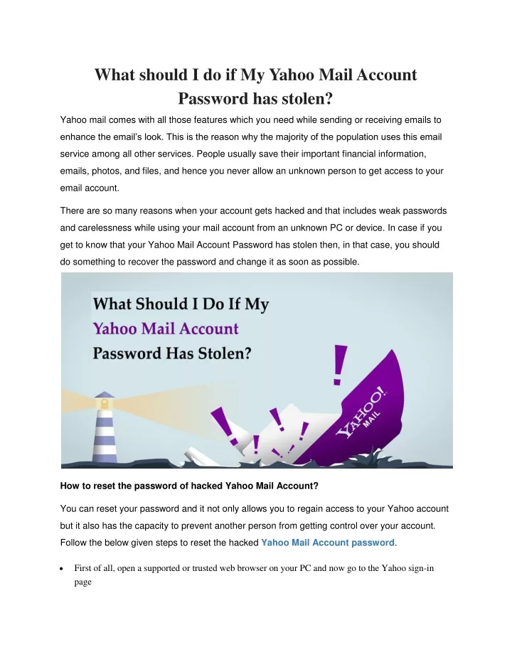what should i do if my yahoo mail account