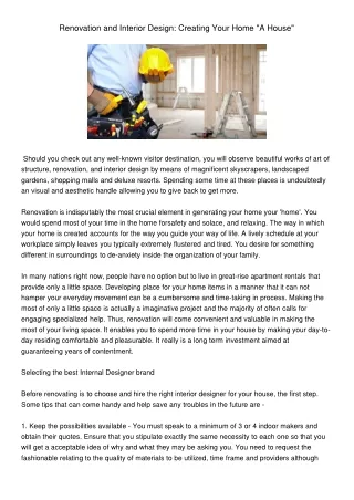 renovation and interior design creating your home