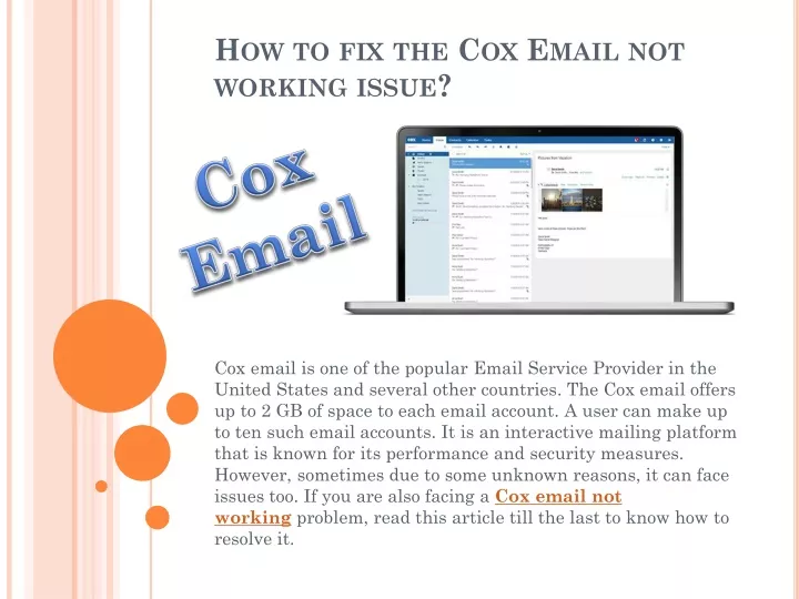 how to fix the cox email not working issue