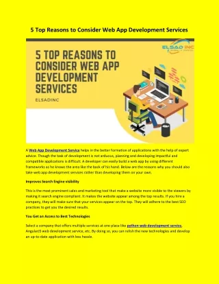 5 Top Reasons to Consider Web App Development Services