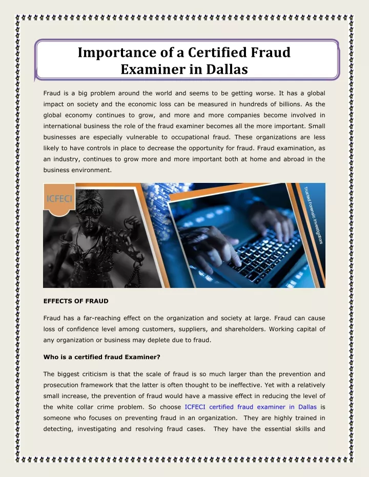 importance of a certified fraud examiner in dallas