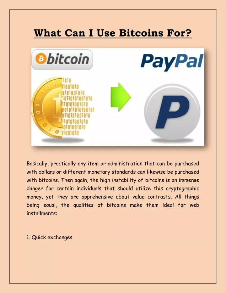 what can i use bitcoins for