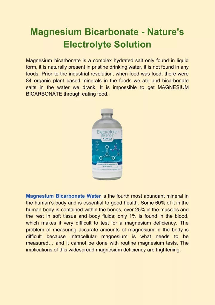 magnesium bicarbonate nature s electrolyte