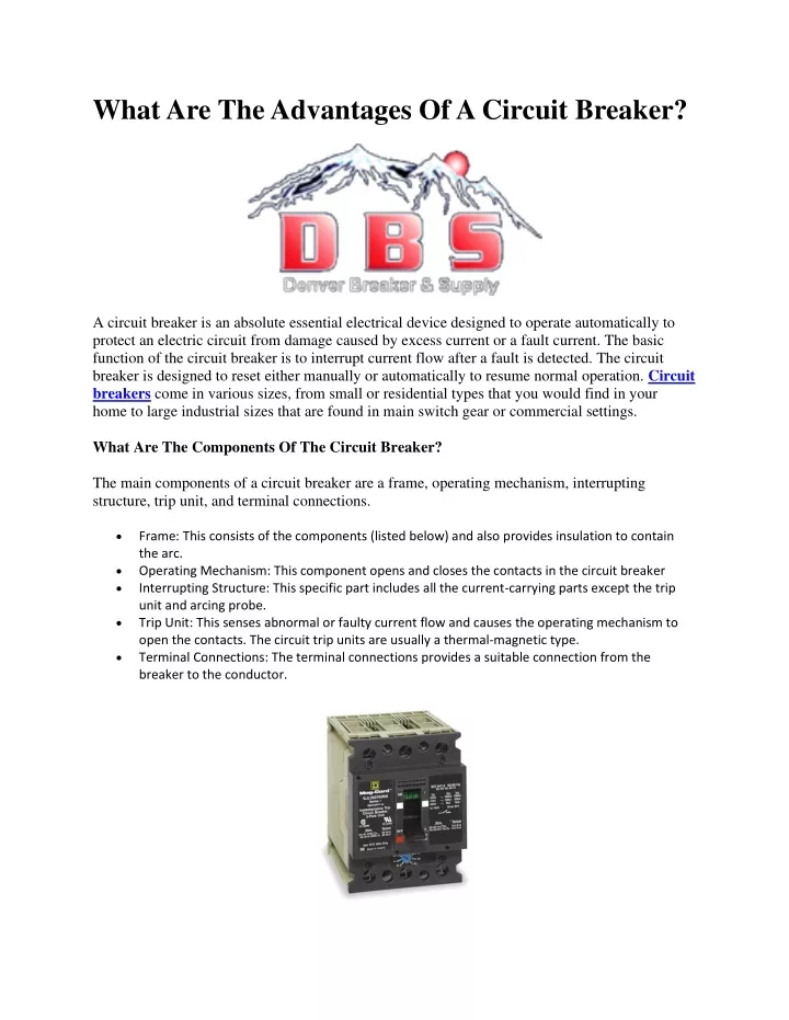 what are the advantages of a circuit breaker