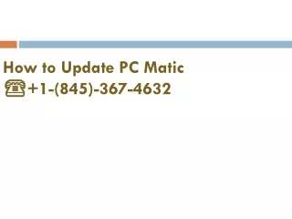 How to Update PC Matic ☎ 1-(845)-367-4632