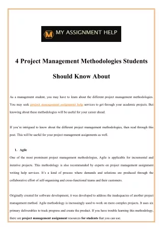 4 project management methodologies students