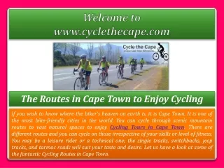 The Routes in Cape Town to Enjoy Cycling