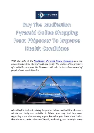 Buy The Meditation Pyramid Online Shopping From Phipower To Improve Health Conditions