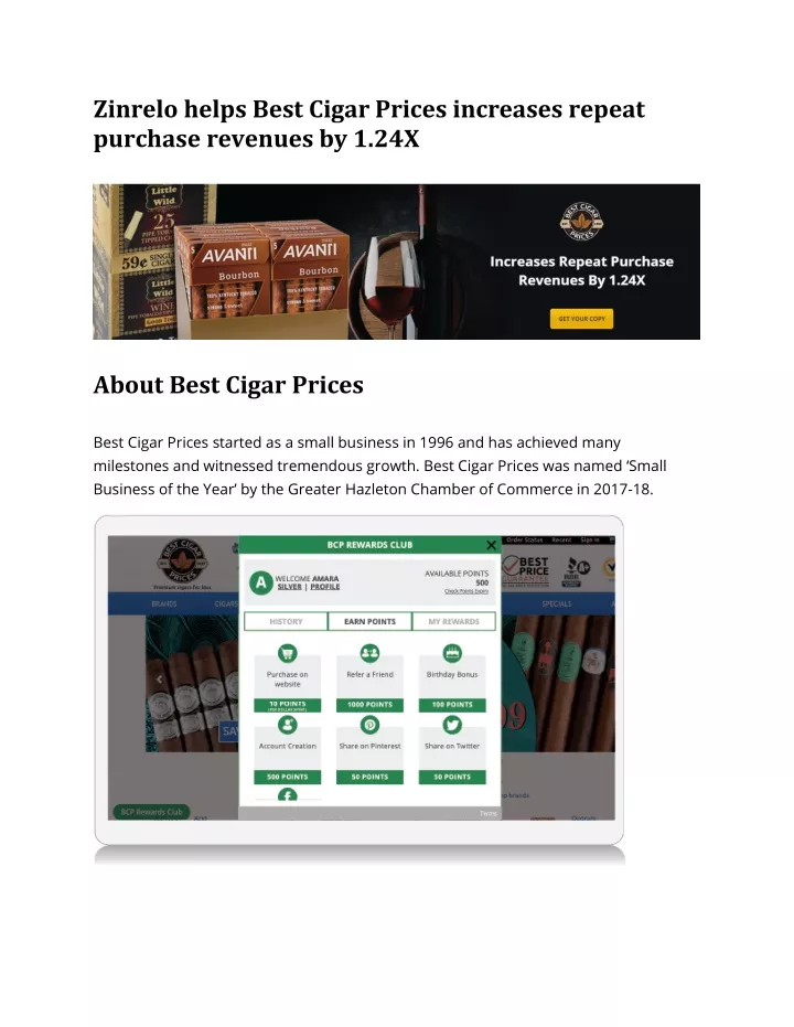 zinrelo helps best cigar prices increases repeat
