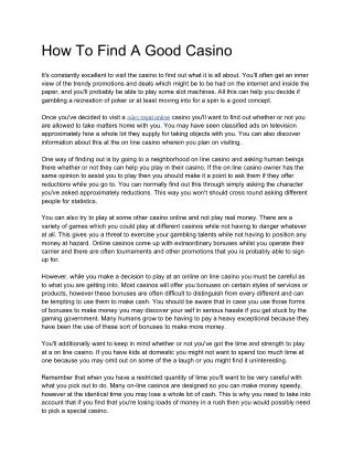 how to find a good casino