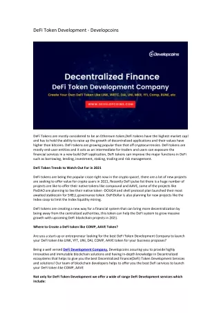 defi token development developcoins