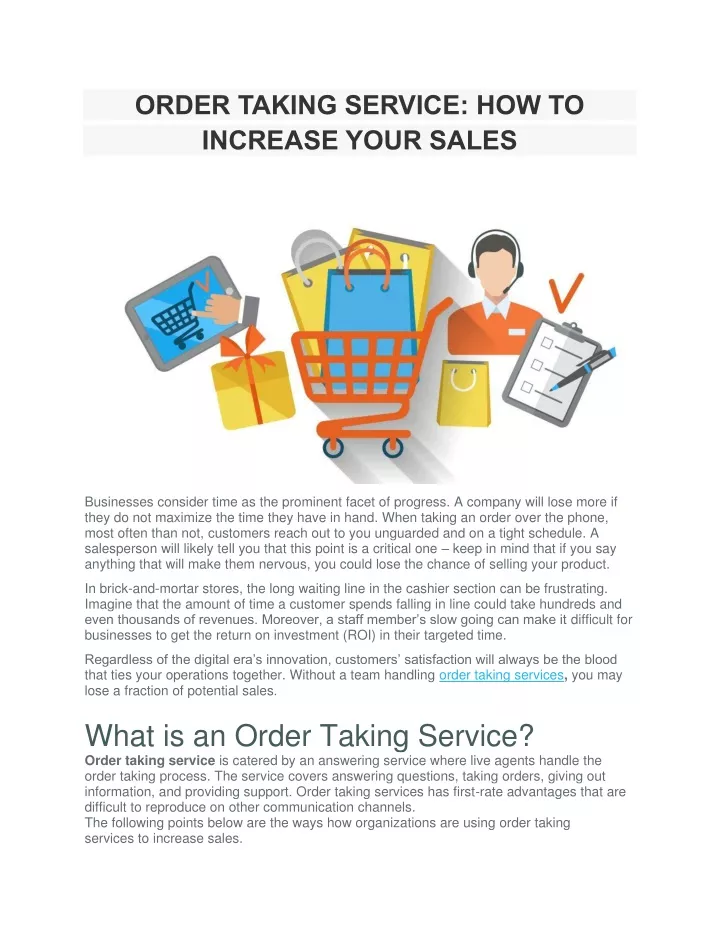 order taking service how to increase your sales